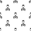 Plumber icon in black style isolated on white background. Plumbing pattern