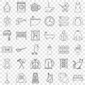 Plumber icons set, outline style