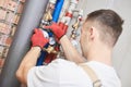 Plumber installing water equipment - meter, filter and pressure reducer