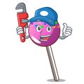 Plumber lollipop with sprinkles mascot cartoon