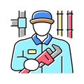 plumber maintenance color icon vector illustration