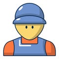 Plumber man face icon, cartoon style