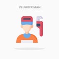 Plumber man worker icon flat Royalty Free Stock Photo