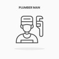 Plumber man worker icon line.