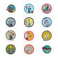 Plumber Mascot Circle Cartoon Set Royalty Free Stock Photo