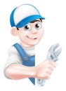 Plumber Mechanic Cartoon Man Royalty Free Stock Photo