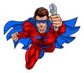 Plumber Mechanic Superhero Holding Wrench Spanner Royalty Free Stock Photo