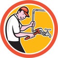 Plumber Monkey Wrench Pipe Circle Cartoon Royalty Free Stock Photo