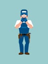 Plumber OMG. Fitter Oh my God. Service worker Serviceman Surprise. Vector illustration