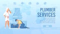 Plumber Online Service Flat Landing Page for Call Royalty Free Stock Photo