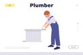 Plumber online service landing page design website template offering maintenance and repair work