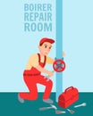 Plumber with Plumbing Equipment Repair Valve