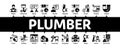 Plumber Profession Minimal Infographic Banner Vector