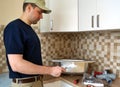 Plumber read instruction before installation sink in the kitchen