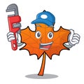 Plumber red maple leaf mascot cartoon