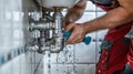 The plumber fixing leak.AI generated image Royalty Free Stock Photo