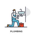 Plumber repairs and installs the sink