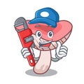 Plumber russule mushroom mascot cartoon