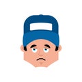 Plumber sad emotion avatar. Fitter sorrowful emoji face. Vector