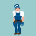 Plumber sad. Fitter sorrowful emoji. Service worker Serviceman m