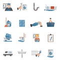 Plumber service flat icons collection