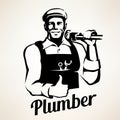 Plumber service portrait retro emblem