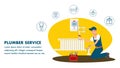 Plumber Service Website Banner Vector Template