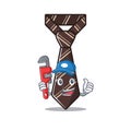 Plumber smiling tie isolated on the cartoon