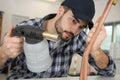 plumber soldering pipe