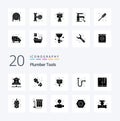 20 Plumber Solid Glyph icon Pack. like plumber. industrial. plumbing. drain. sink