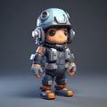 Anime-inspired Mini Astronaut Outfit 3d Model Illustration