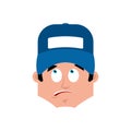 Plumber surprised emotion avatar. fitter astonished emoji face.