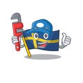 Plumber swede flags flutter on character pole