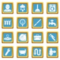 Plumber symbols icons set sapphirine square vector