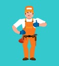 Plumber thumbs up. Fitter winks emoji. Service worker Serviceman