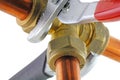 Plumber tightening up pipework Royalty Free Stock Photo