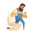 Plumber Toilet Bowl Composition Royalty Free Stock Photo