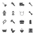 Plumber tool vector icons set