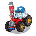 Plumber tractor mascot cartoon style