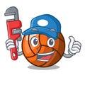 Plumber volleyball mascot cartoon style