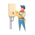 Plumber Water Heater Composition Royalty Free Stock Photo