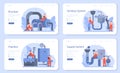 Plumber web banner or landing page set. Plumbing service, Royalty Free Stock Photo