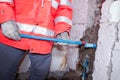 Plumber at work in a site Royalty Free Stock Photo