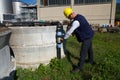 Plumber at work in a site Royalty Free Stock Photo