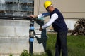 Plumber at work in a site Royalty Free Stock Photo