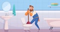 Plumber worker clean toilet background