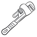 Plumber wrench black contour illustration