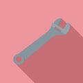 Plumber wrench icon, flat style