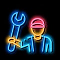 Plumber Wrench neon glow icon illustration