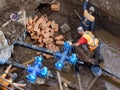 Plumbers fix a leaky underground pipeline